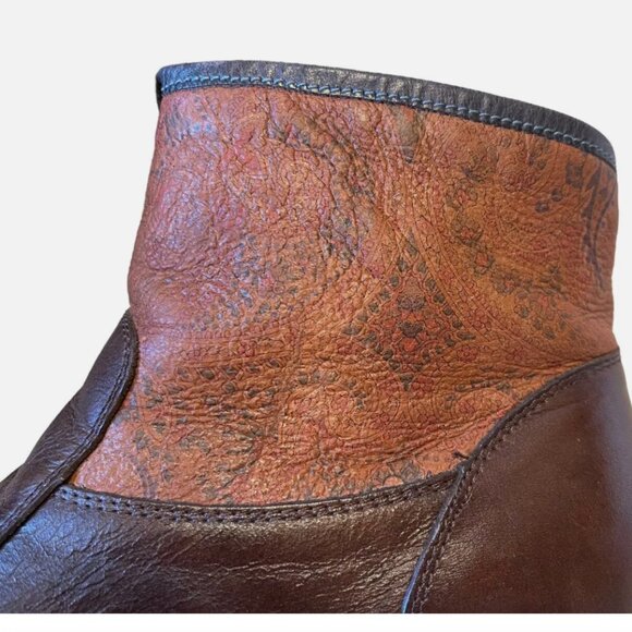 JB Dillon Leather Paisley Floral Shortie Ankle Side Zip Boot Women’s 9B - Picture 9 of 14